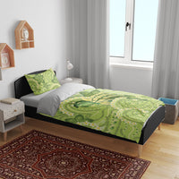 Hawaii Palaka Bedding Set Cute Green Mango Turtle On The Waves