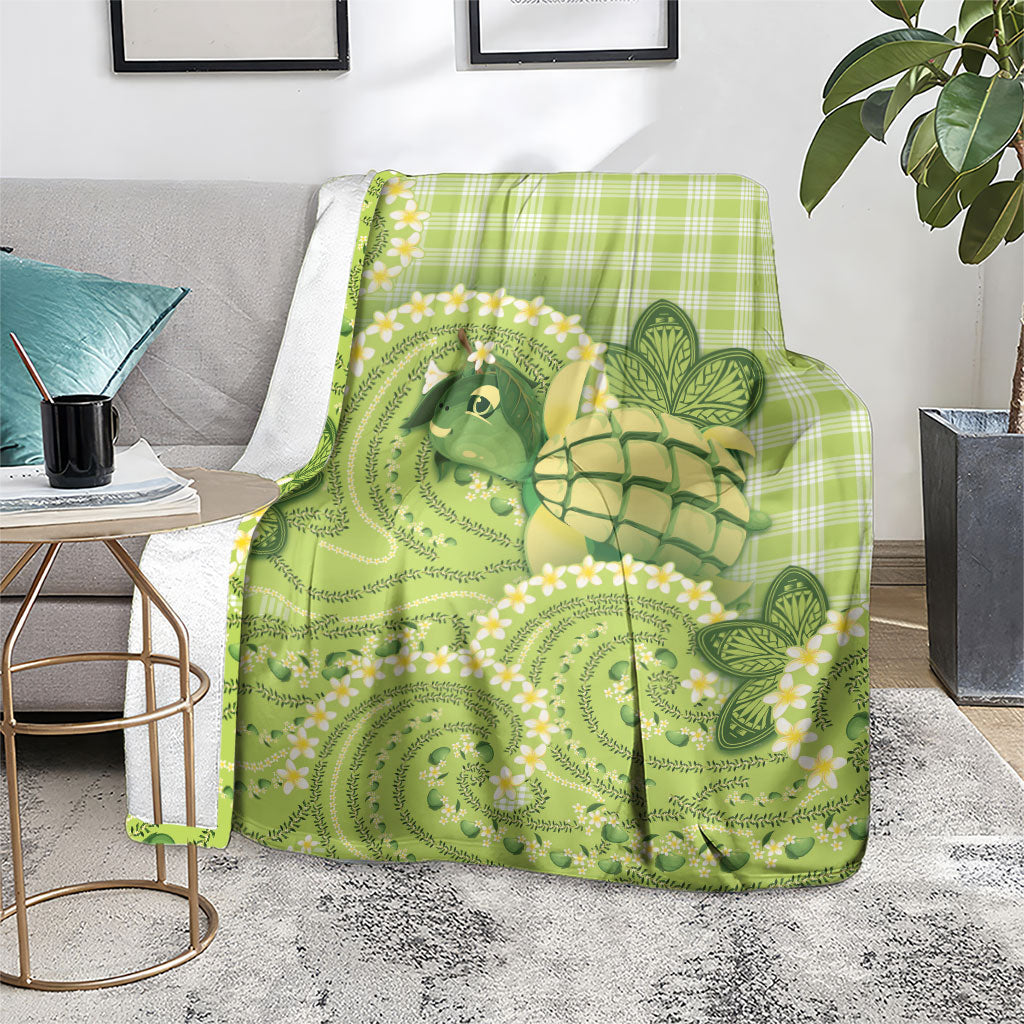 Hawaii Palaka Blanket Cute Green Mango Turtle On The Waves