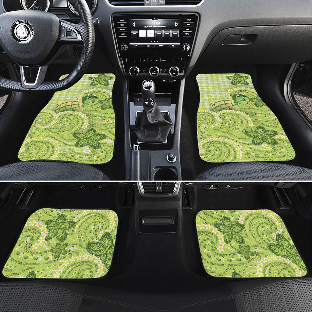 Hawaii Palaka Car Mats Cute Green Mango Turtle On The Waves