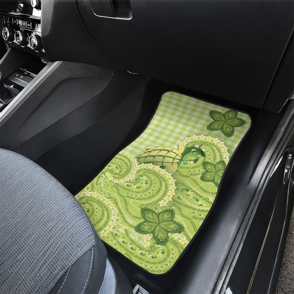 Hawaii Palaka Car Mats Cute Green Mango Turtle On The Waves