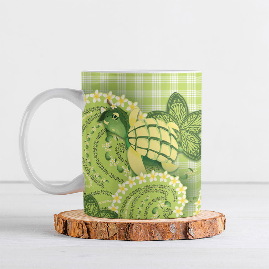 Hawaii Palaka Ceramic Mug Cute Green Mango Turtle On The Waves DT05 Green - Polynesian Pride