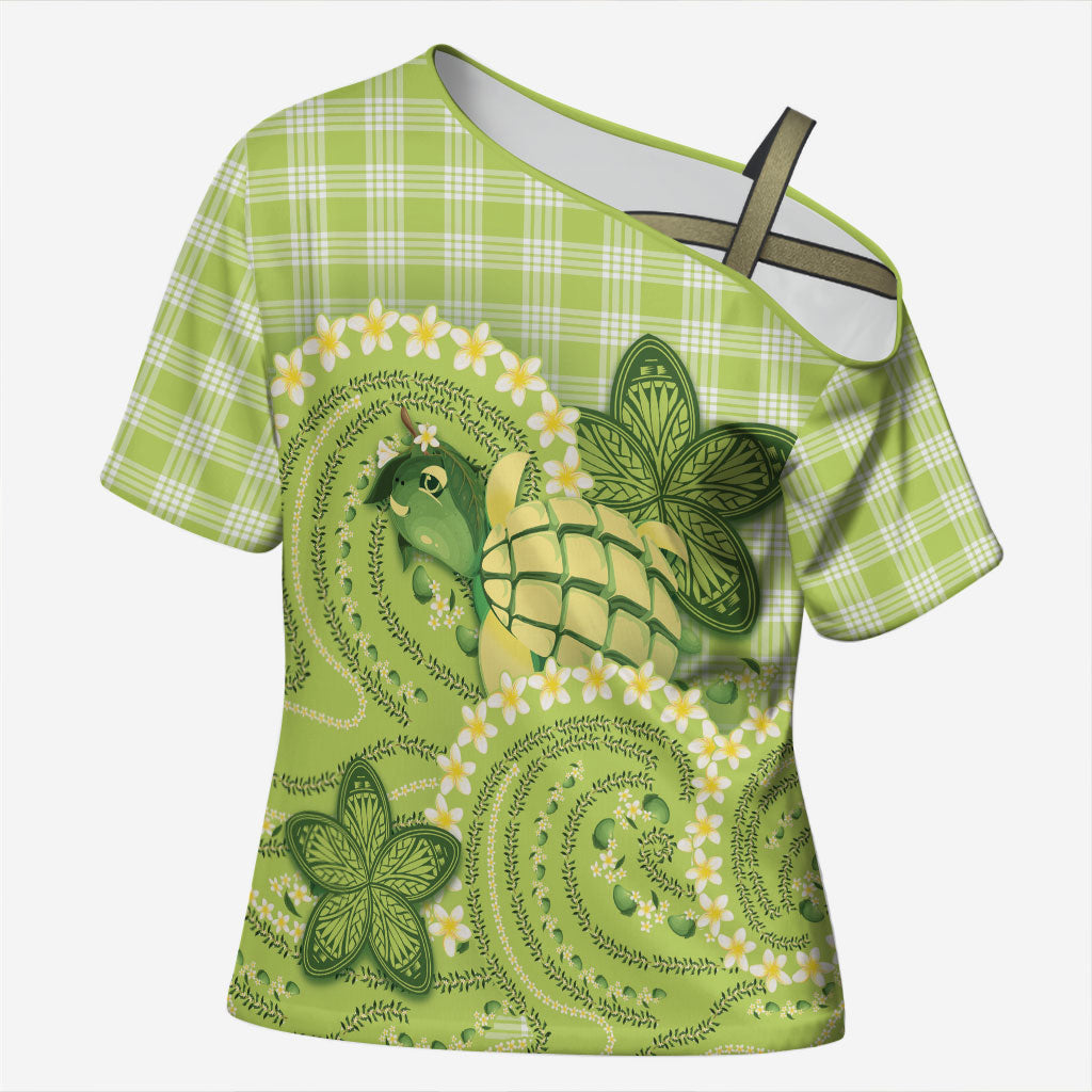 Hawaii Palaka Cross Shoulder Shirt Cute Green Mango Turtle On The Waves