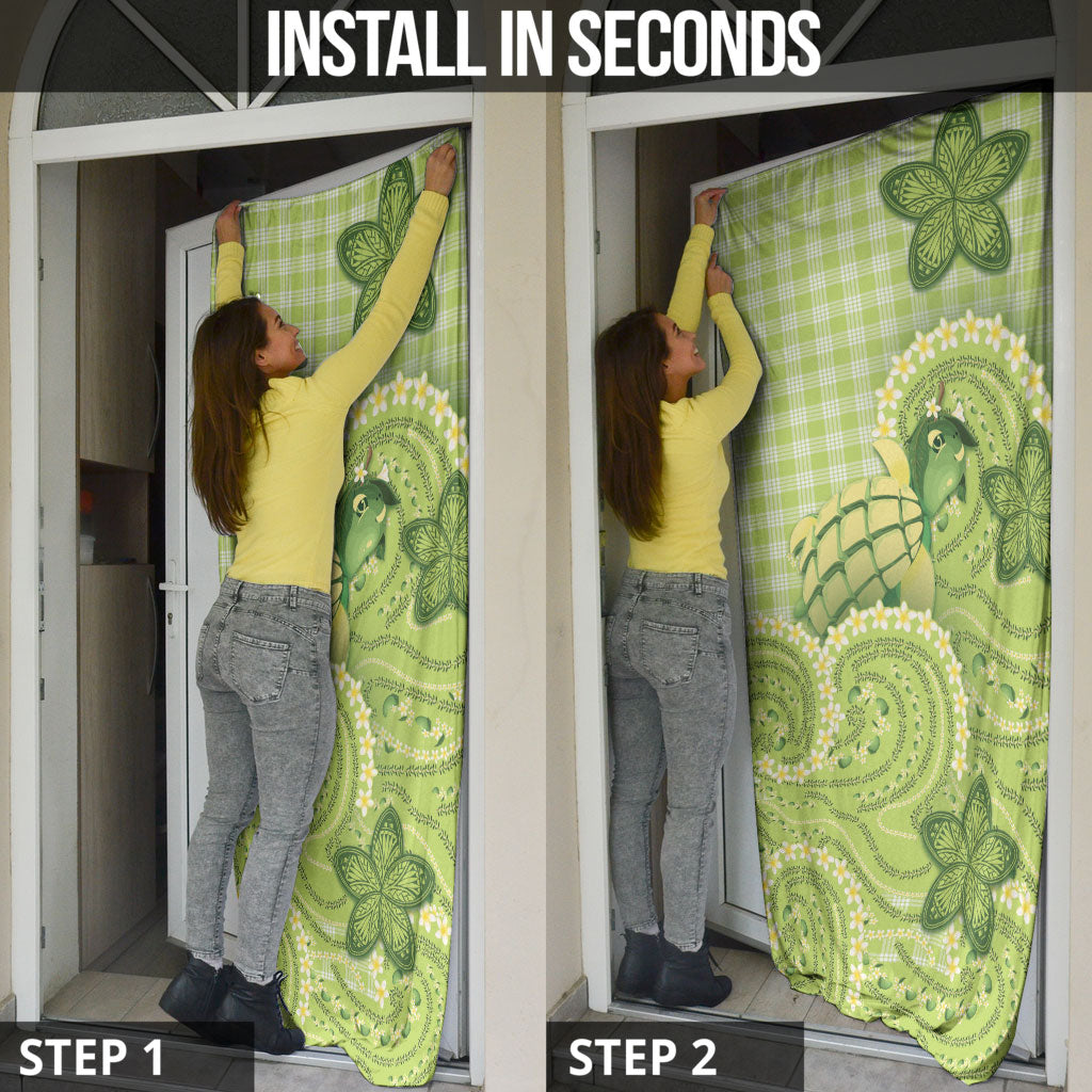 Hawaii Palaka Door Cover Cute Green Mango Turtle On The Waves