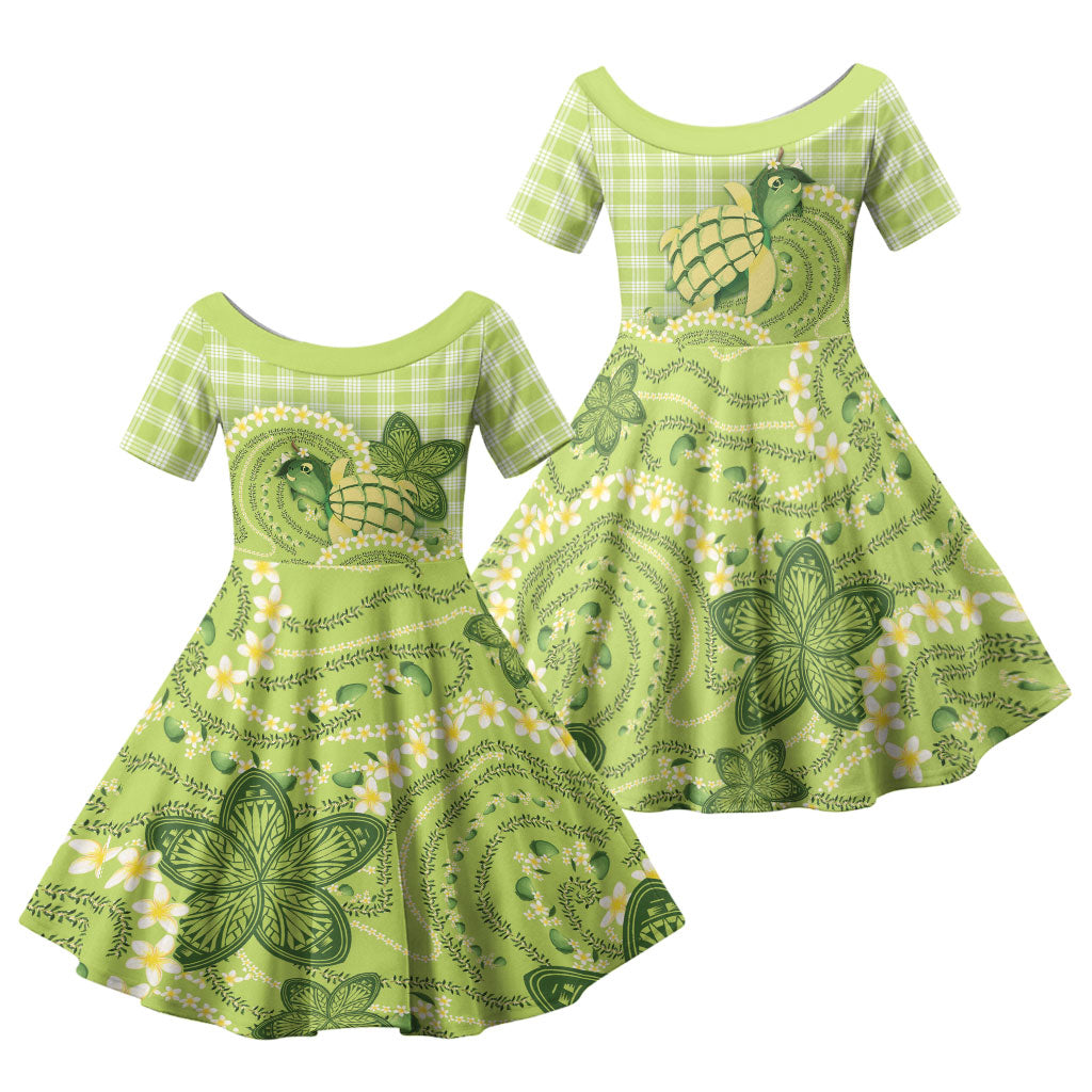 Hawaii Palaka Family Matching Tank Maxi Dress and Hawaiian Shirt Cute Green Mango Turtle On The Waves