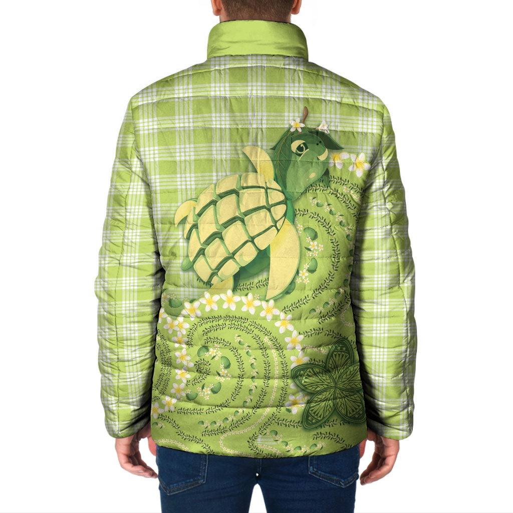 Hawaii Palaka Padded Jacket Cute Green Mango Turtle On The Waves