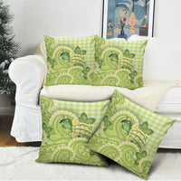 Hawaii Palaka Pillow Cover Cute Green Mango Turtle On The Waves