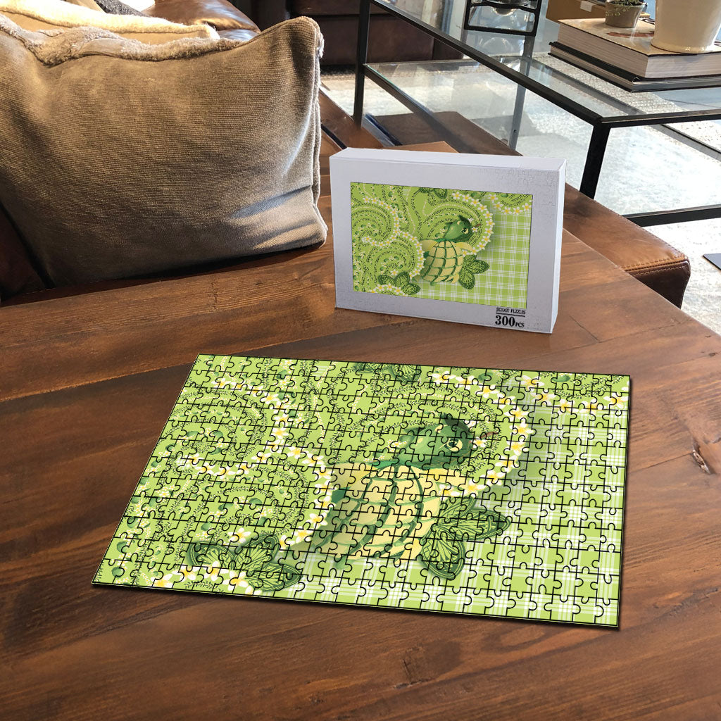 Hawaii Palaka Puzzle Cute Green Mango Turtle On The Waves