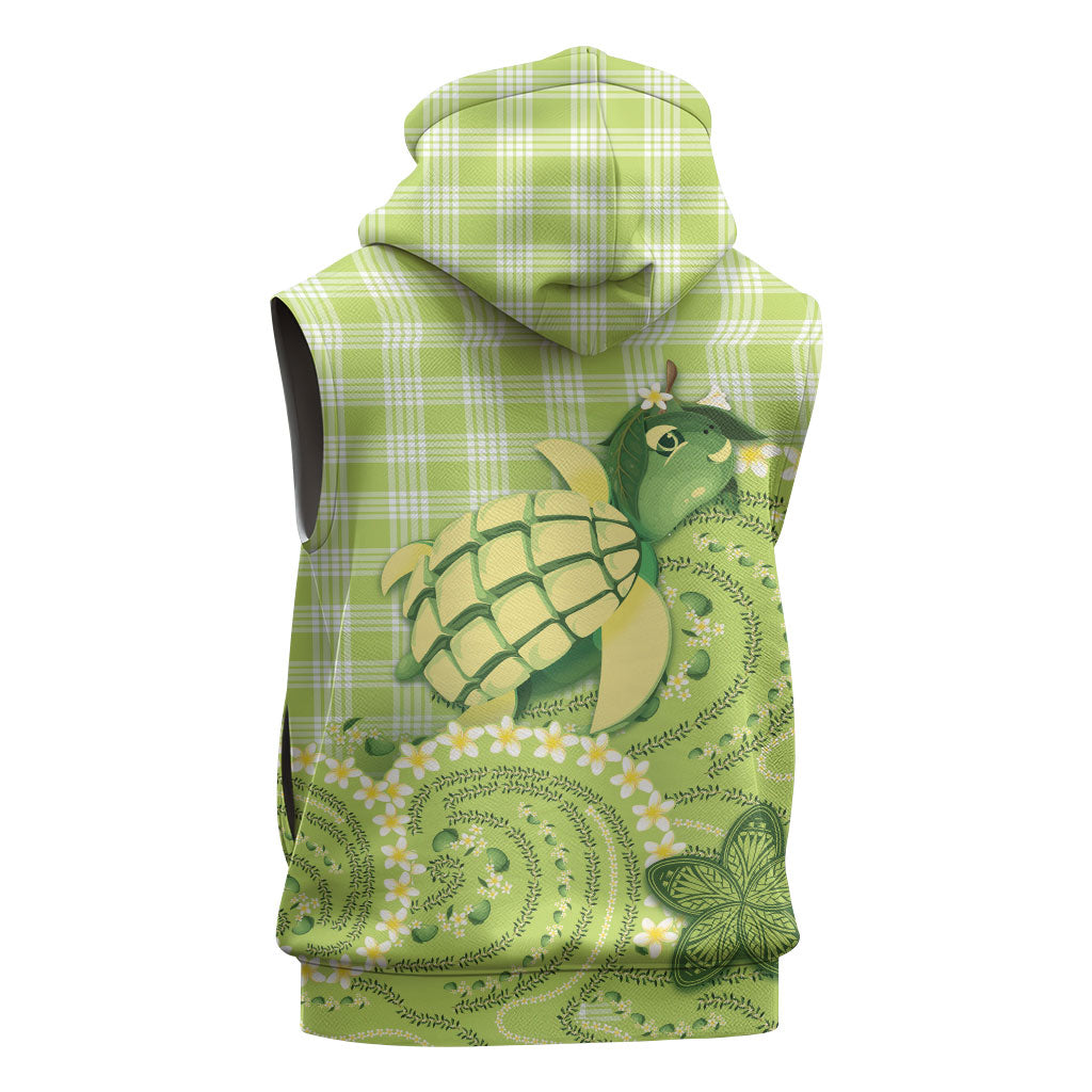 Hawaii Palaka Sleeveless Zip Hoodie Cute Green Mango Turtle On The Waves