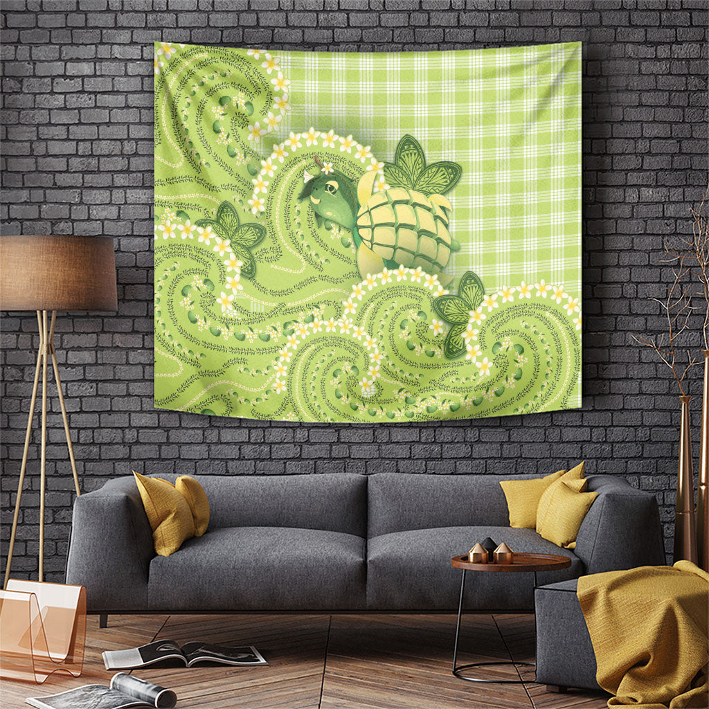Hawaii Palaka Tapestry Cute Green Mango Turtle On The Waves