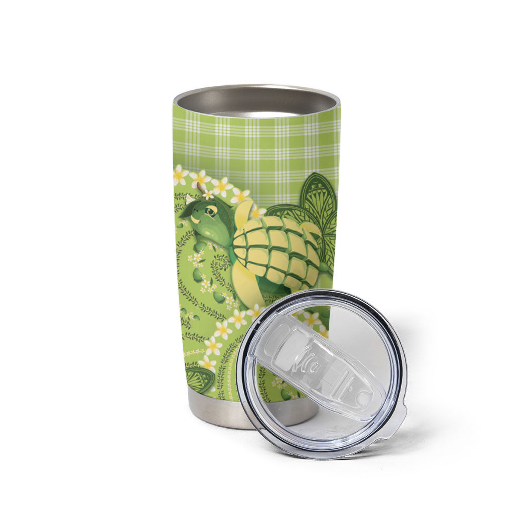 Hawaii Palaka Tumbler Cup Cute Green Mango Turtle On The Waves