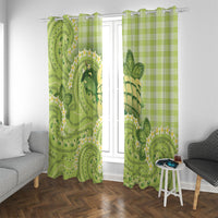 Hawaii Palaka Window Curtain Cute Green Mango Turtle On The Waves