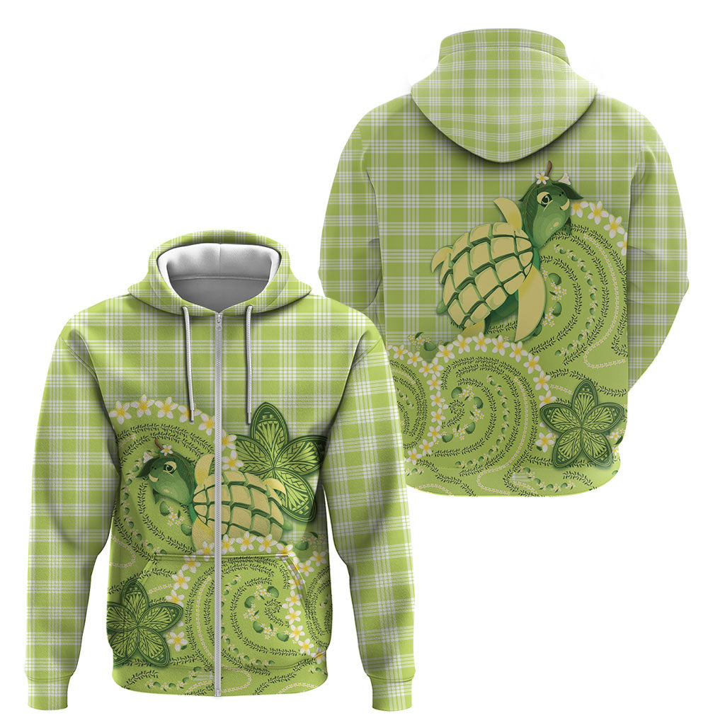 Hawaii Palaka Zip Hoodie Cute Green Mango Turtle On The Waves