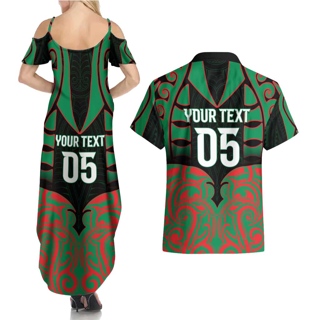 Custom Aotearoa Ngati Hine Couples Matching Summer Maxi Dress and Hawaiian Shirt Maori Pattern New Zealand - Polynesian Pride