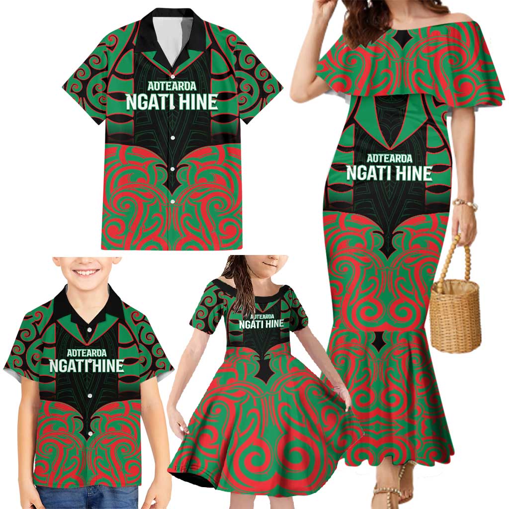 Custom Aotearoa Ngati Hine Family Matching Mermaid Dress and Hawaiian Shirt Maori Pattern New Zealand - Polynesian Pride