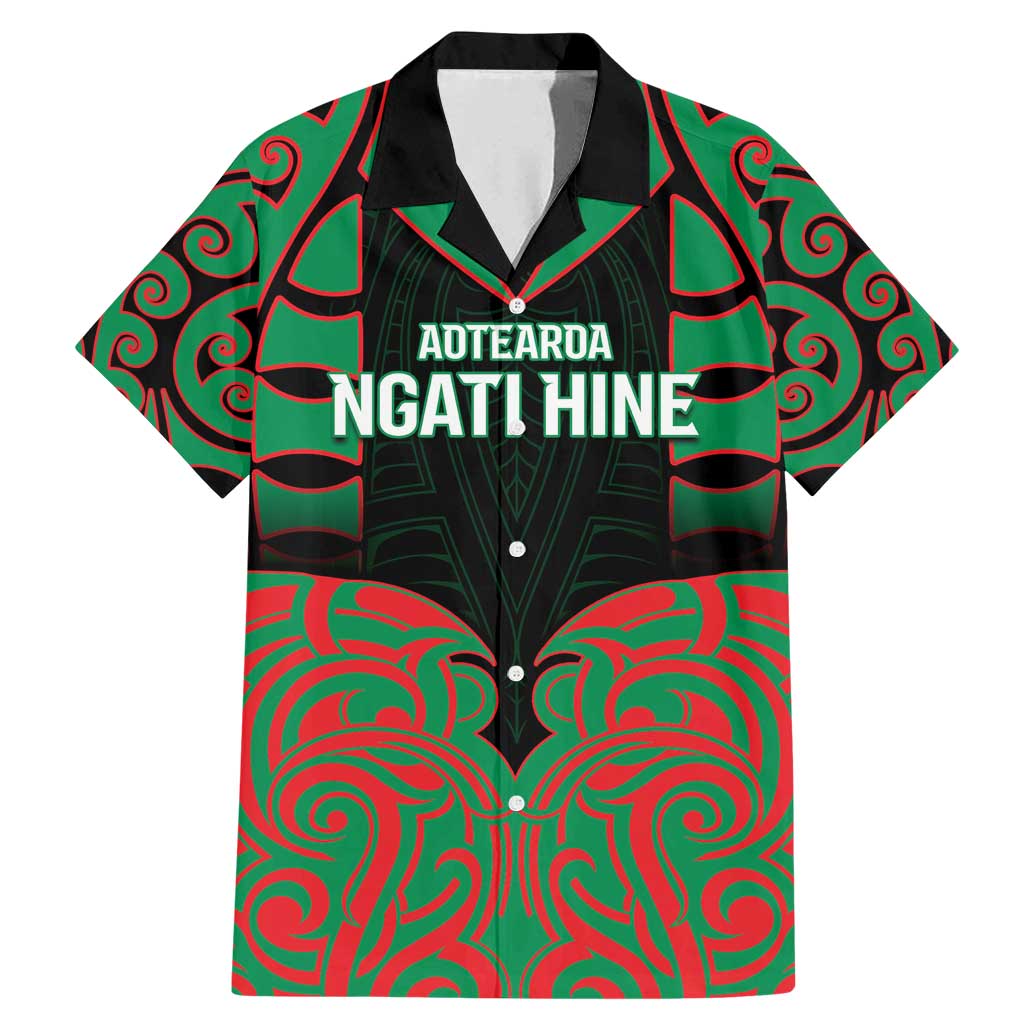 Custom Aotearoa Ngati Hine Family Matching Mermaid Dress and Hawaiian Shirt Maori Pattern New Zealand DT05 Dad's Shirt - Short Sleeve Green - Polynesian Pride