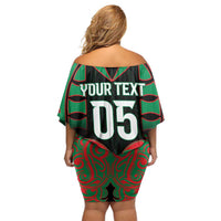 Custom Aotearoa Ngati Hine Family Matching Off Shoulder Short Dress and Hawaiian Shirt Maori Pattern New Zealand DT05 - Polynesian Pride