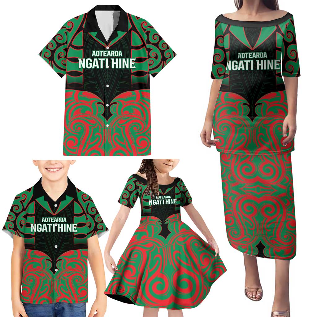 Custom Aotearoa Ngati Hine Family Matching Puletasi and Hawaiian Shirt Maori Pattern New Zealand DT05 - Polynesian Pride