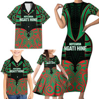 Custom Aotearoa Ngati Hine Family Matching Short Sleeve Bodycon Dress and Hawaiian Shirt Maori Pattern New Zealand DT05 - Polynesian Pride