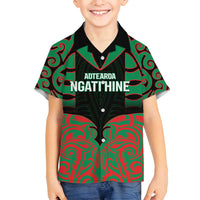 Custom Aotearoa Ngati Hine Family Matching Summer Maxi Dress and Hawaiian Shirt Maori Pattern New Zealand DT05 Son's Shirt Green - Polynesian Pride