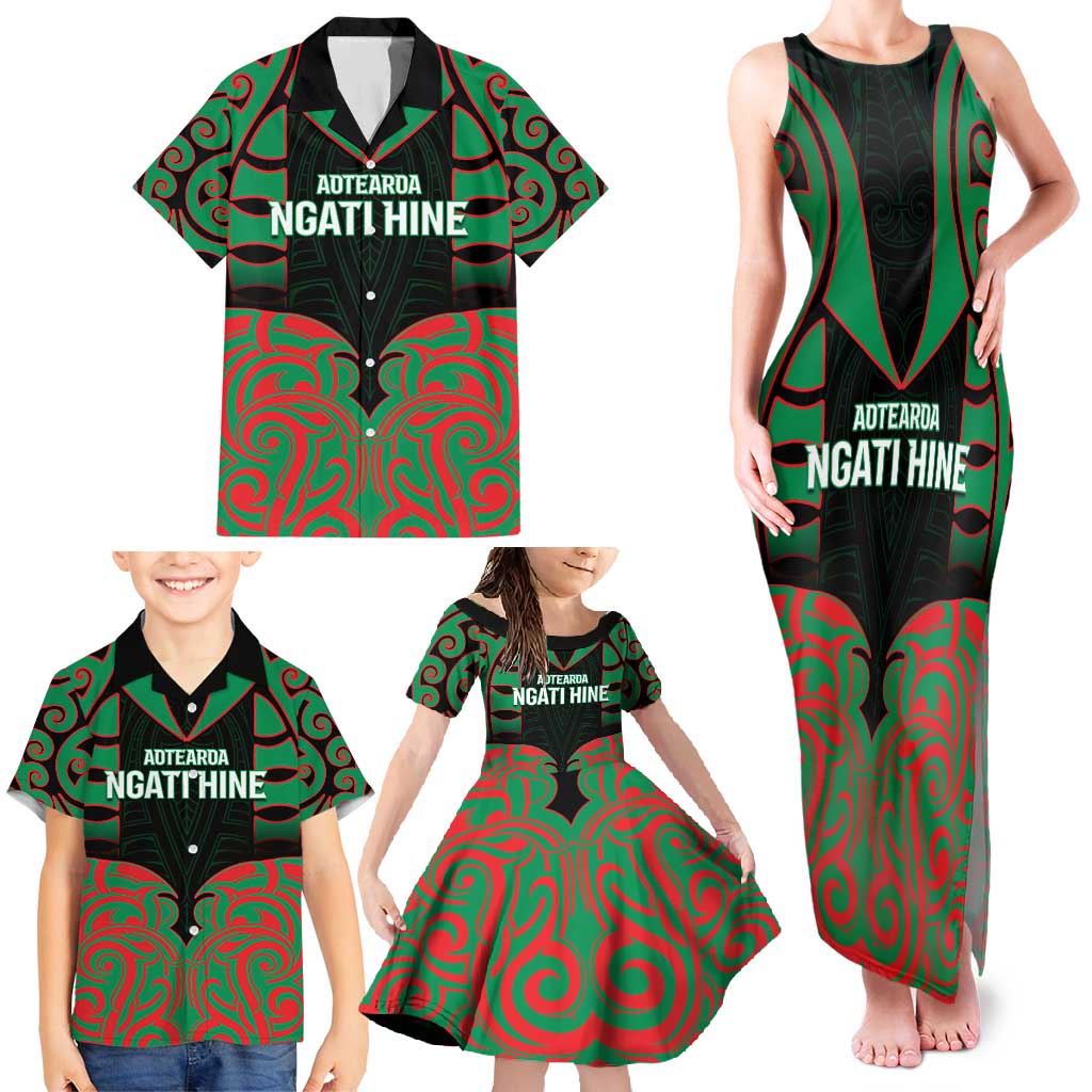 Custom Aotearoa Ngati Hine Family Matching Tank Maxi Dress and Hawaiian Shirt Maori Pattern New Zealand DT05 - Polynesian Pride