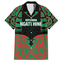 Custom Aotearoa Ngati Hine Family Matching Tank Maxi Dress and Hawaiian Shirt Maori Pattern New Zealand DT05 Dad's Shirt - Short Sleeve Green - Polynesian Pride