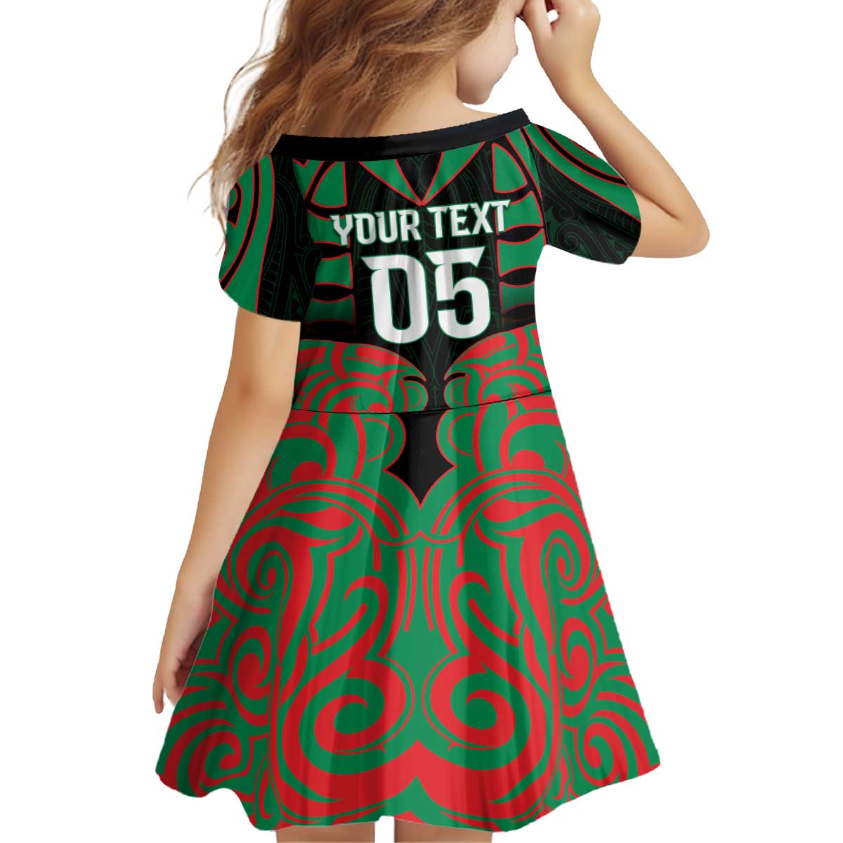 Custom Aotearoa Ngati Hine Kid Short Sleeve Dress Maori Pattern New Zealand - Polynesian Pride