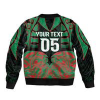 Custom Aotearoa Ngati Hine Sleeve Zip Bomber Jacket Maori Pattern New Zealand - Polynesian Pride