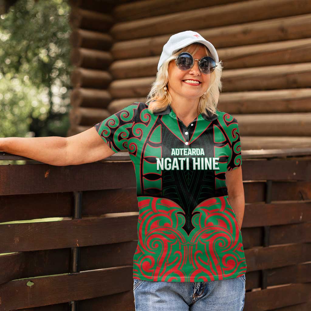 Custom Aotearoa Ngati Hine Women Polo Shirt Maori Pattern New Zealand - Polynesian Pride