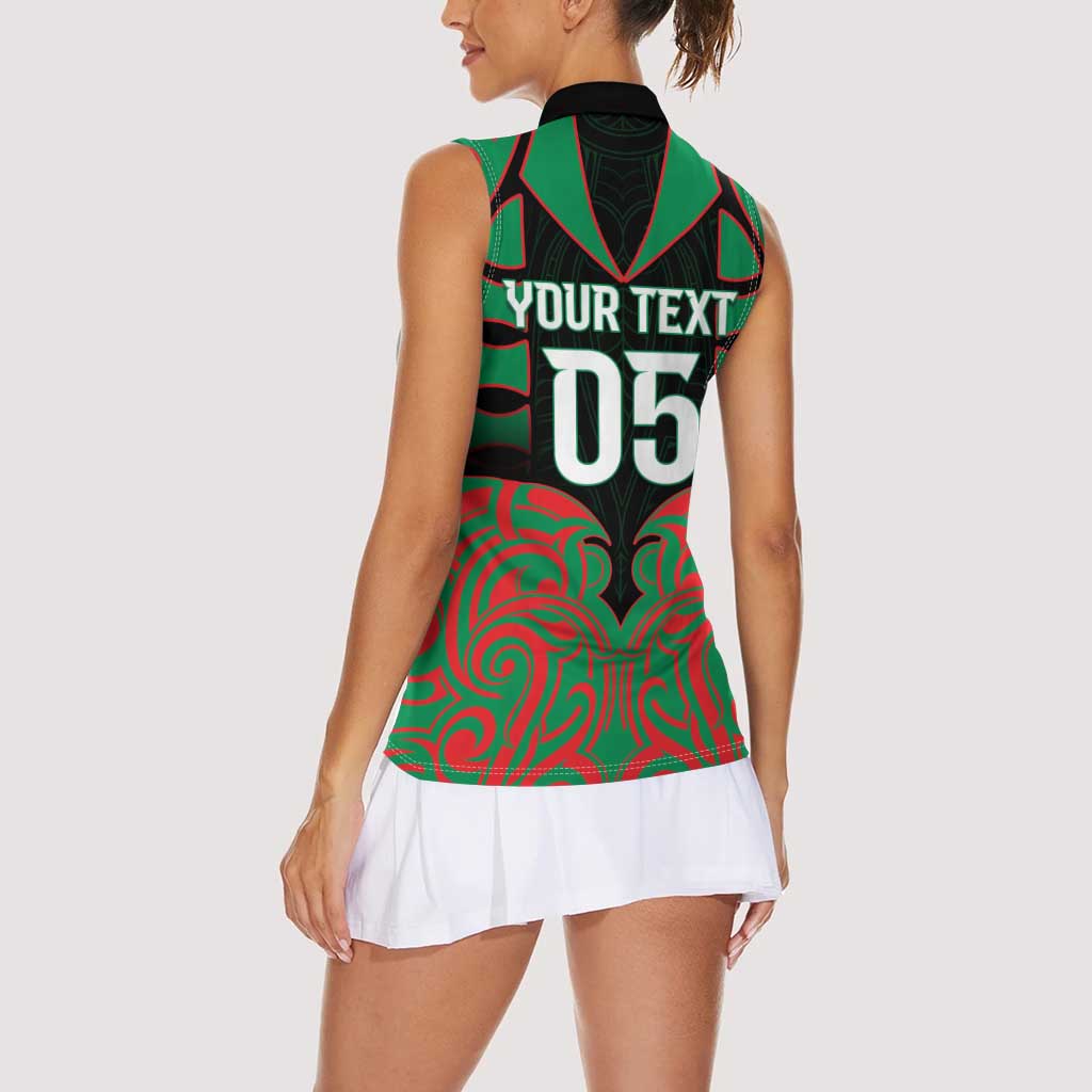 Custom Aotearoa Ngati Hine Women Sleeveless Polo Shirt Maori Pattern New Zealand - Polynesian Pride