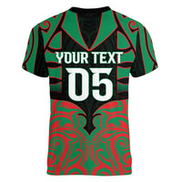 Custom Aotearoa Ngati Hine Women V-Neck T-Shirt Maori Pattern New Zealand - Polynesian Pride