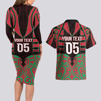 Custom Aotearoa Tuhoe Couples Matching Long Sleeve Bodycon Dress and Hawaiian Shirt Maori Pattern New Zealand - Polynesian Pride