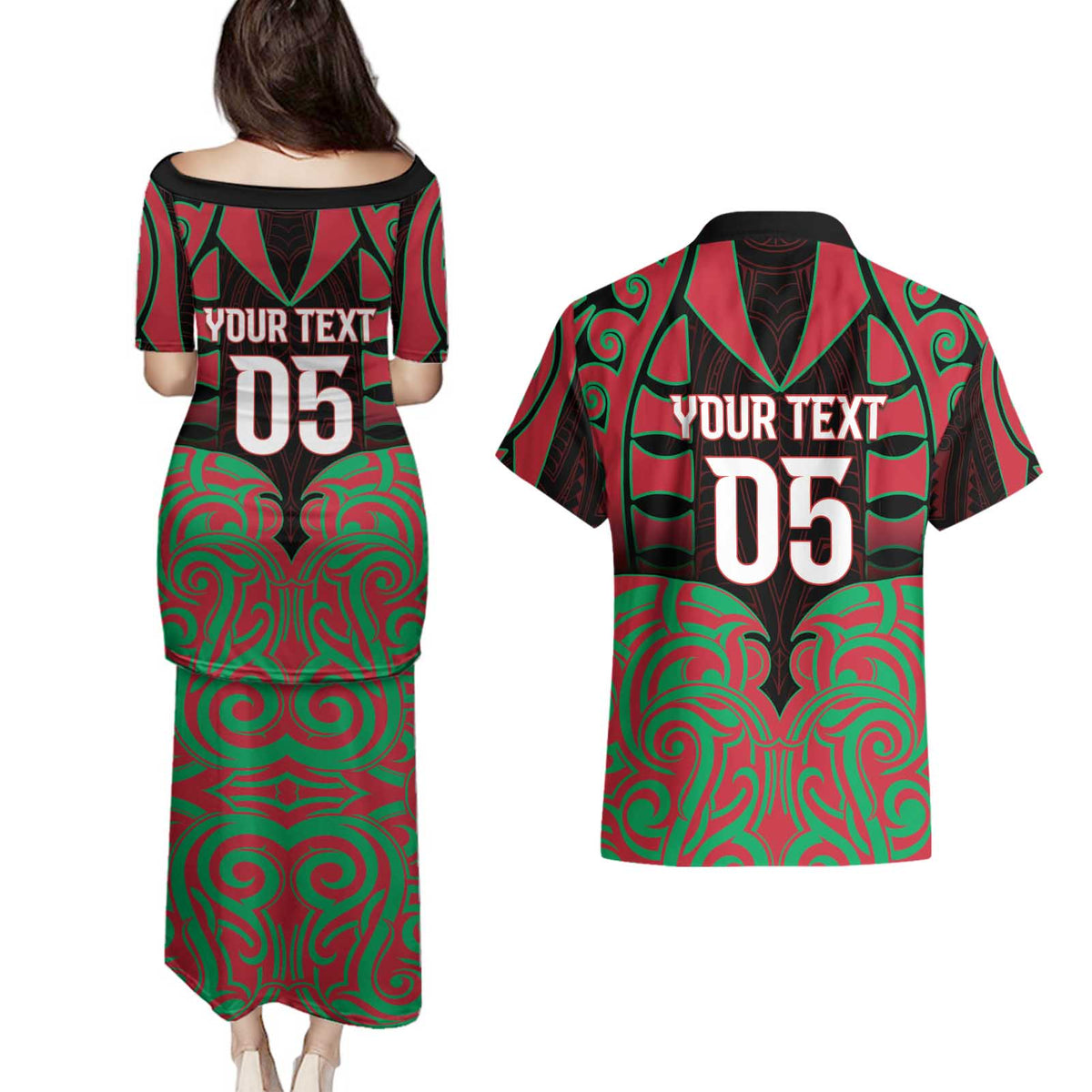 Custom Aotearoa Tuhoe Couples Matching Puletasi and Hawaiian Shirt Maori Pattern New Zealand - Polynesian Pride