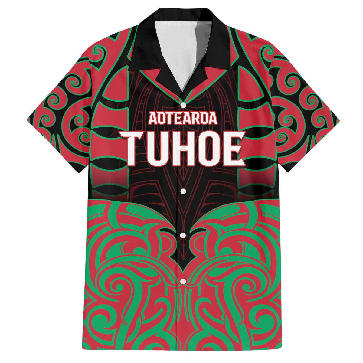 Custom Aotearoa Tuhoe Family Matching Off The Shoulder Long Sleeve Dress and Hawaiian Shirt Maori Pattern New Zealand - Polynesian Pride