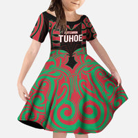 Custom Aotearoa Tuhoe Family Matching Off Shoulder Maxi Dress and Hawaiian Shirt Maori Pattern New Zealand DT05 Daughter's Dress Red - Polynesian Pride