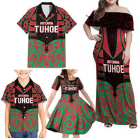 Custom Aotearoa Tuhoe Family Matching Off Shoulder Maxi Dress and Hawaiian Shirt Maori Pattern New Zealand DT05 - Polynesian Pride