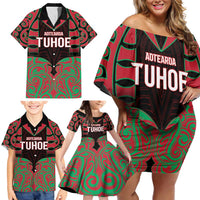 Custom Aotearoa Tuhoe Family Matching Off Shoulder Short Dress and Hawaiian Shirt Maori Pattern New Zealand DT05 - Polynesian Pride