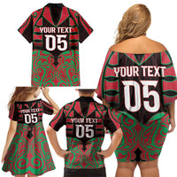 Custom Aotearoa Tuhoe Family Matching Off Shoulder Short Dress and Hawaiian Shirt Maori Pattern New Zealand DT05 - Polynesian Pride