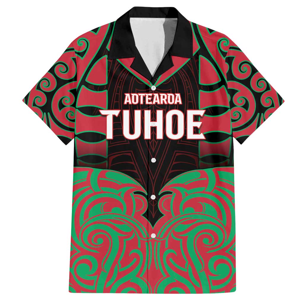 Custom Aotearoa Tuhoe Family Matching Tank Maxi Dress and Hawaiian Shirt Maori Pattern New Zealand DT05 Dad's Shirt - Short Sleeve Red - Polynesian Pride