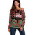 Custom Aotearoa Tuhoe Off Shoulder Sweater Maori Pattern New Zealand - Polynesian Pride