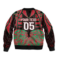 Custom Aotearoa Tuhoe Sleeve Zip Bomber Jacket Maori Pattern New Zealand - Polynesian Pride