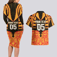 Custom Aotearoa Waikato Couples Matching Long Sleeve Bodycon Dress and Hawaiian Shirt Maori Pattern New Zealand DT05 - Polynesian Pride