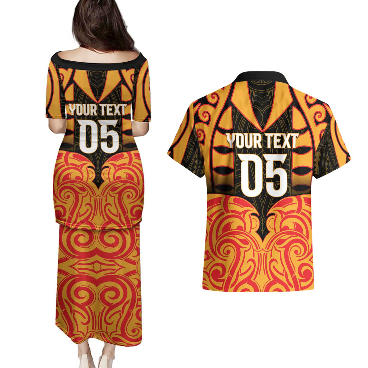 Custom Aotearoa Waikato Couples Matching Puletasi and Hawaiian Shirt Maori Pattern New Zealand - Polynesian Pride