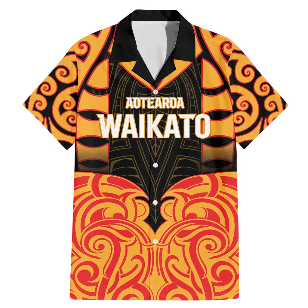 Custom Aotearoa Waikato Family Matching Mermaid Dress and Hawaiian Shirt Maori Pattern New Zealand DT05 Dad's Shirt - Short Sleeve Orange - Polynesian Pride