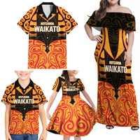 Custom Aotearoa Waikato Family Matching Off Shoulder Maxi Dress and Hawaiian Shirt Maori Pattern New Zealand DT05 - Polynesian Pride