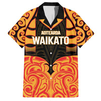 Custom Aotearoa Waikato Family Matching Summer Maxi Dress and Hawaiian Shirt Maori Pattern New Zealand DT05 Dad's Shirt - Short Sleeve Orange - Polynesian Pride