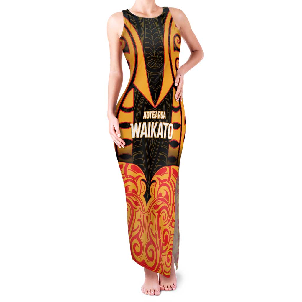 Custom Aotearoa Waikato Family Matching Tank Maxi Dress and Hawaiian Shirt Maori Pattern New Zealand DT05 Mom's Dress Orange - Polynesian Pride
