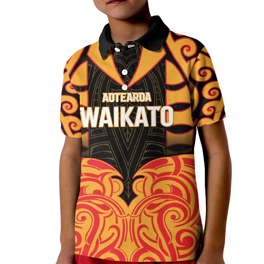 Custom Aotearoa Waikato Kid Polo Shirt Maori Pattern New Zealand DT05 Kid Orange - Polynesian Pride