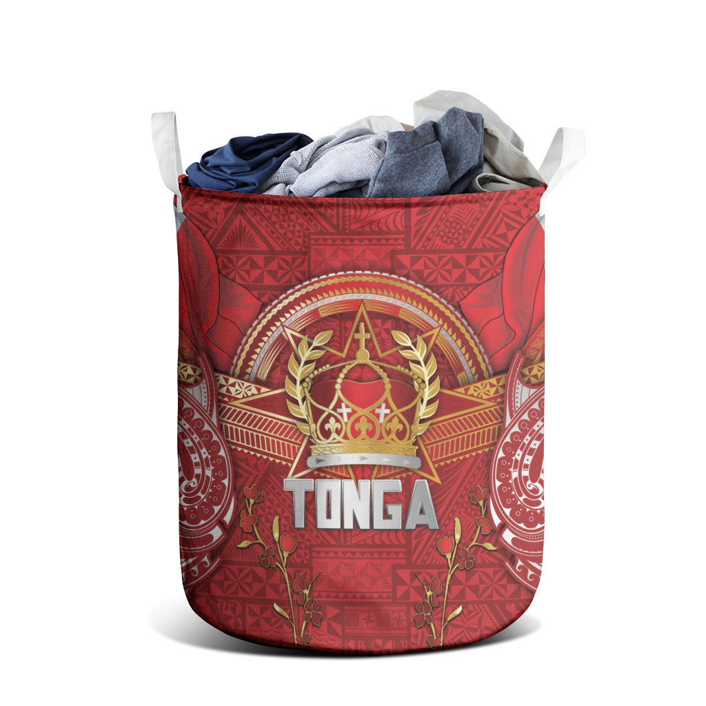 Tonga King's Birthday Laundry Basket Gold Royal Crown Tribal Patterns