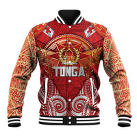 Tonga King's Birthday Baseball Jacket Gold Royal Crown Tribal Patterns