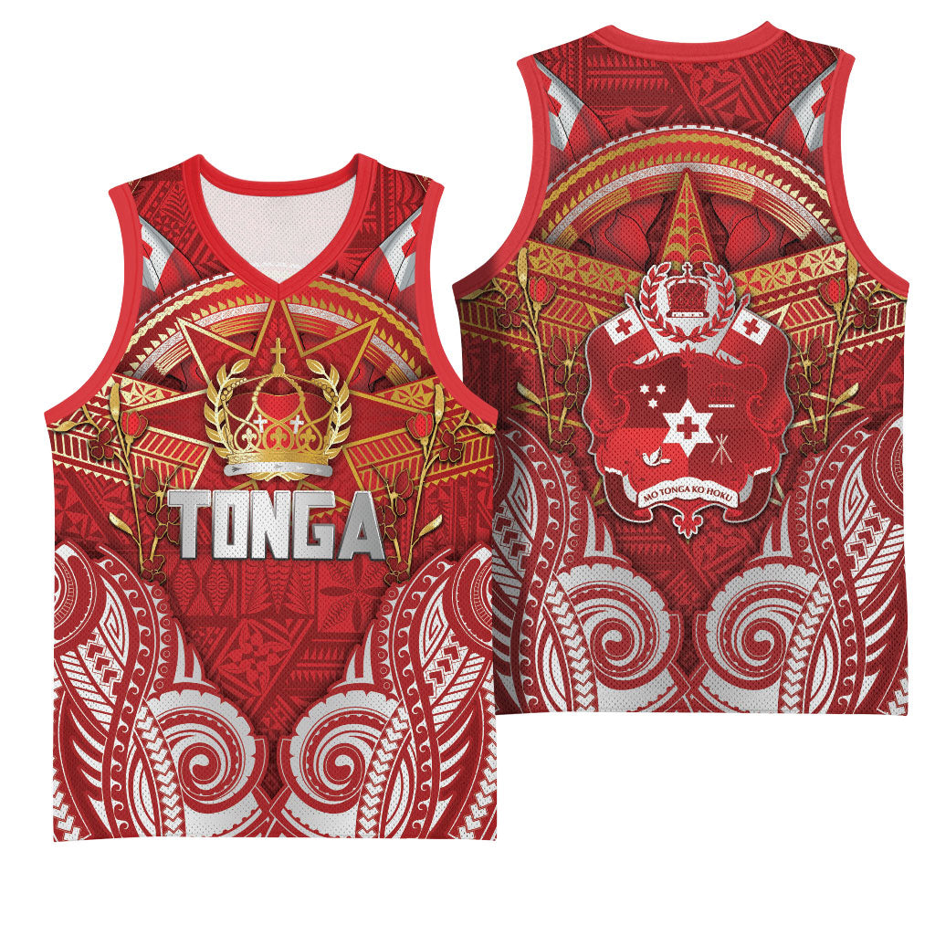 Tonga King's Birthday Basketball Jersey Gold Royal Crown Tribal Patterns